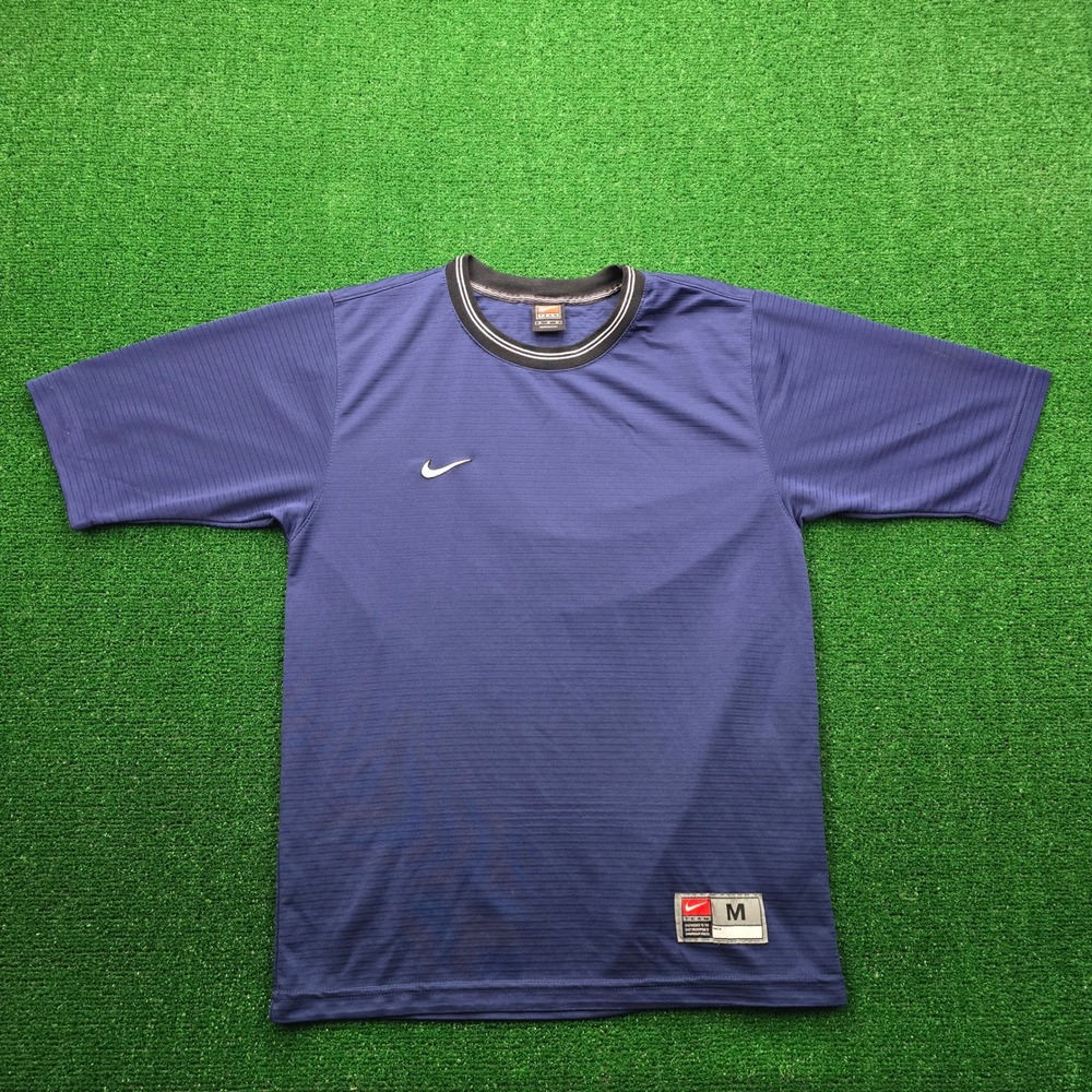 Vintage Nike Team Jersey Shirt Mens Medium Blue Athletic Performance Made In USA